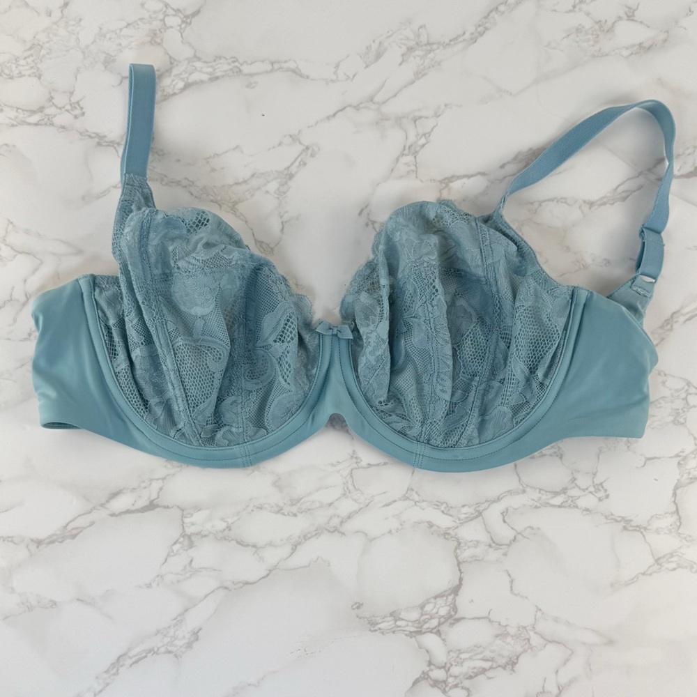 Panache Rocha Lace Underwire Balcony Bra in Soft Blue size 34FF